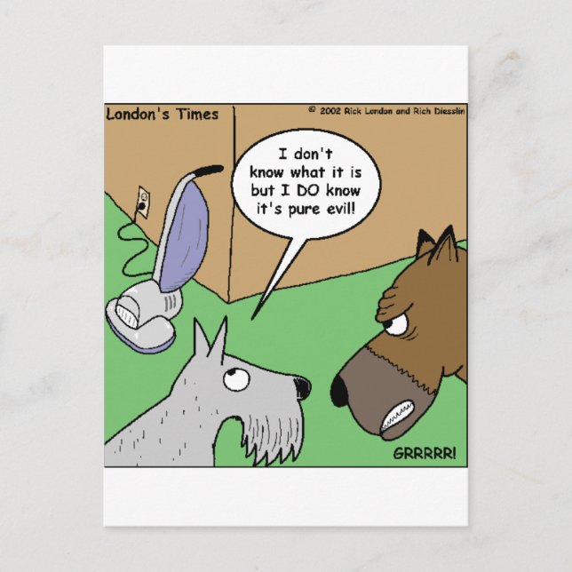 Carte Postale Chien VS. Nettoyeur de vide Drôle Cadeaux et Objet (Devant)