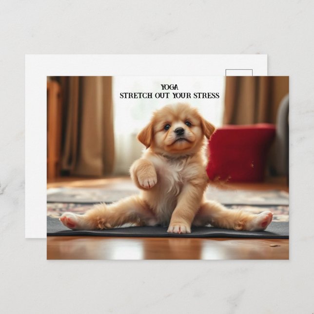 Carte Postale Chien Yoga (Devant / Derrière)