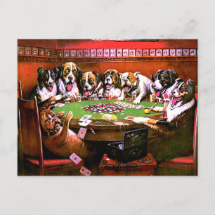 Carte Postale Chiens amusants à jouer au poker
