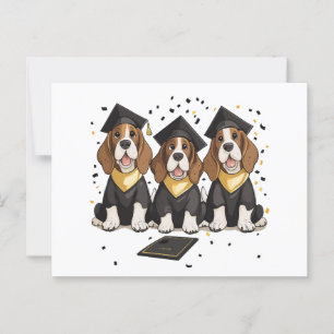 Carte Postale Chiens Basset Hound de remise de diplôme