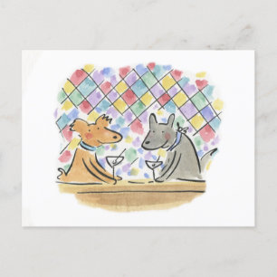 Carte Postale Chiens buvant des Martinis