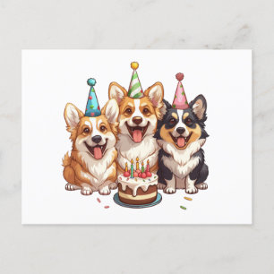 Carte Postale Chiens Corgi d'anniversaire