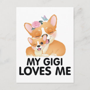 Carte Postale Chiens Corgi Mignons - Ma Gigi M'aime