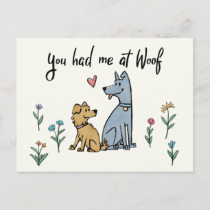 Carte Postale Chiens dans le jardin III   Vous M'Avez Eu À Woof