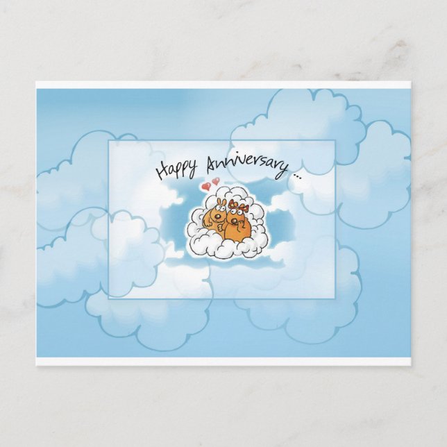 Carte Postale Chiens dans les nuages Anniversaire (Devant)