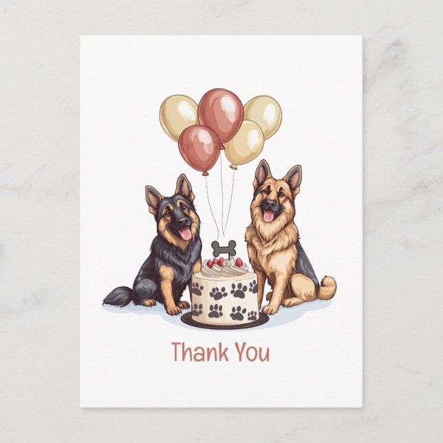 Carte Postale Chiens de berger allemands d'anniversaire Merci (Devant)