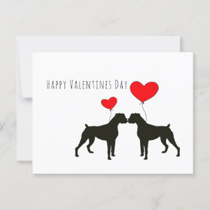 Carte Postale Chiens de boxe Valentines Day avec animaux