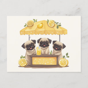 Carte Postale Chiens de carlin Stand de Lemonade
