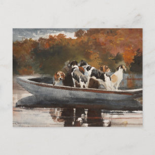 Carte Postale Chiens de chasse dans un bateau par Winslow Homer