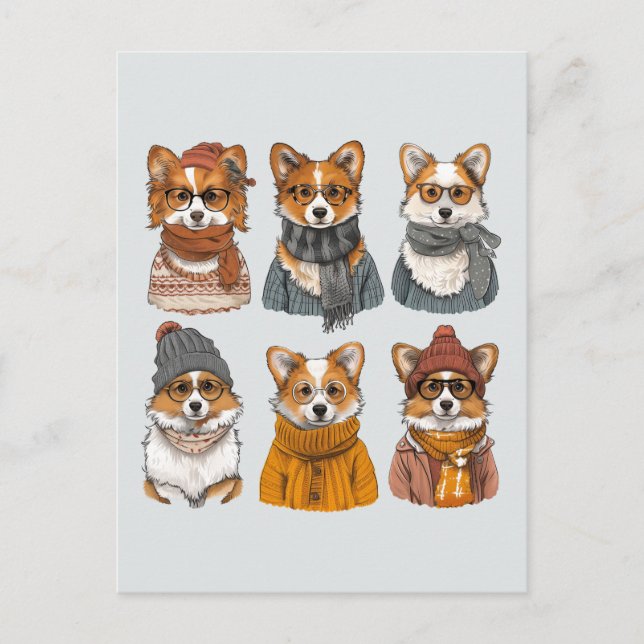 Carte Postale Chiens de Corgi gallois branchés (Devant)