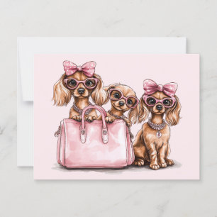 Carte Postale Chiens de Dachshund à la mode Porte-monnaie rose