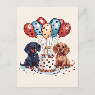 Carte Postale Chiens de Dachshund d'anniversaire