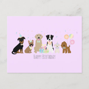 Carte Postale Chiens de Fête d'Anniversaire Violet