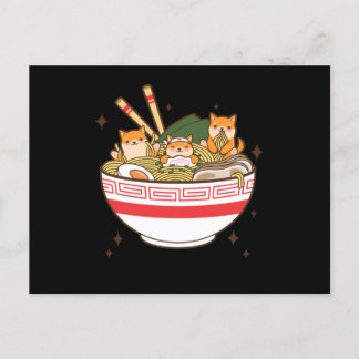 Carte Postale Chiens de Kawaii mangeant Ramen