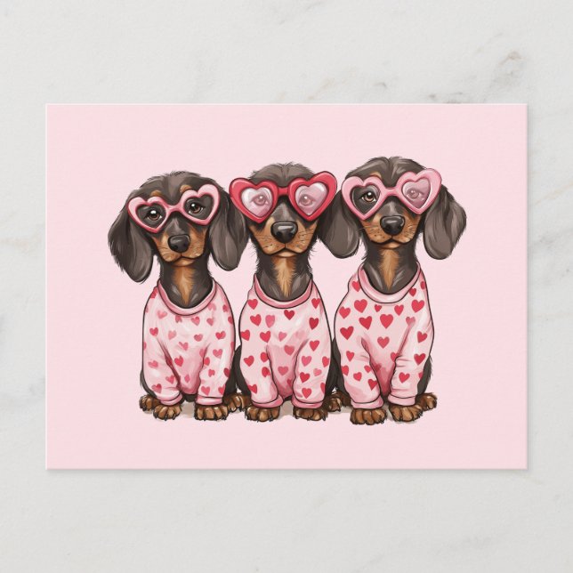 Carte Postale Chiens de la Saint Valentin (Devant)