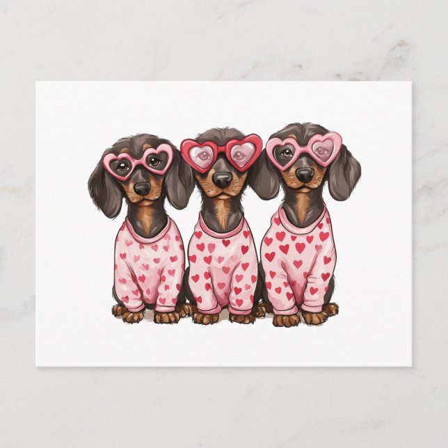 Carte Postale Chiens de la Saint Valentin (Devant)