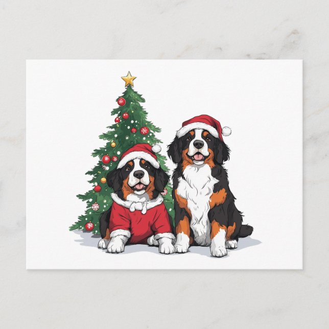 Carte Postale Chiens de montagne bernois de Noël (Devant)