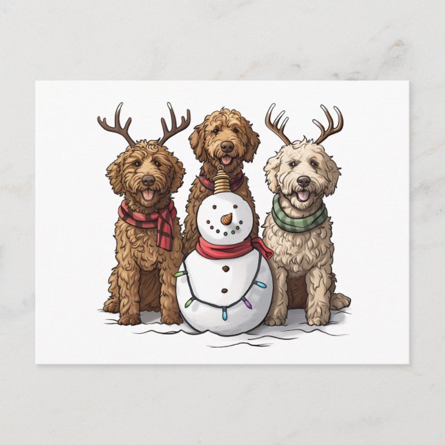 Carte Postale Chiens de Noël Goldendoodle (Devant)