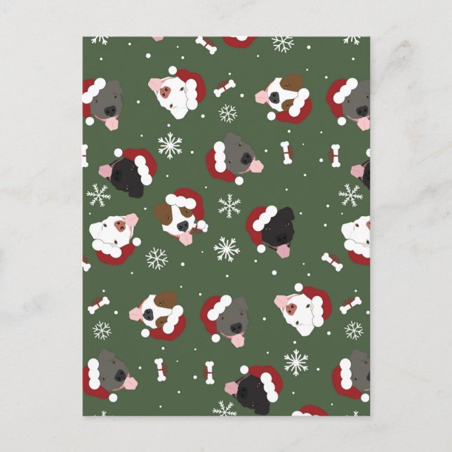 Carte Postale Chiens de Noël sur Vert (Devant)
