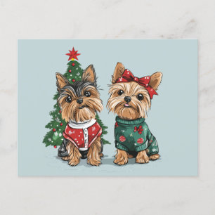 Carte Postale Chiens de Noël Yorkie