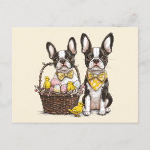 Carte Postale Chiens de Pâques Boston Terrier