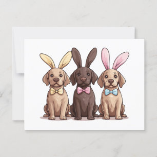 Carte Postale Chiens de Pâques Labrador Retriever Chiens Bunny O