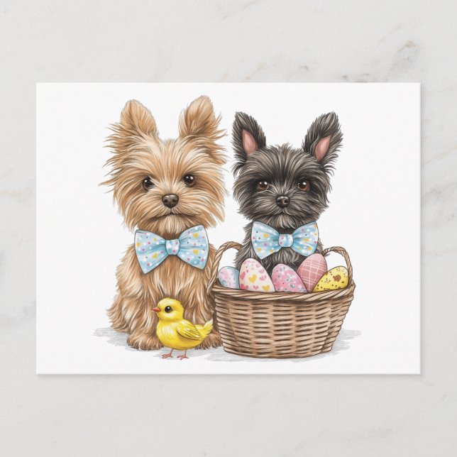 Carte Postale Chiens de Pâques Yorkshire Terrier (Devant)
