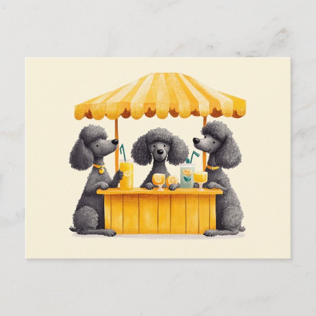 Carte Postale Chiens De Poodle Standard Avec Un Socle De Lemonad (Devant)