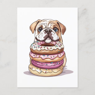 Carte Postale Chiens de taureau anglais saupoudrés de beignets