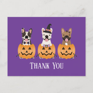 Carte Postale Chiens de taureaux français Halloween Merci