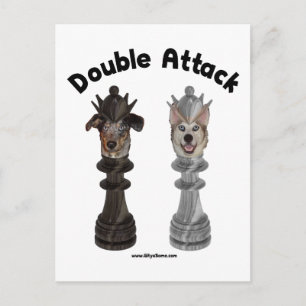 Carte Postale Chiens d'échecs à double attaque