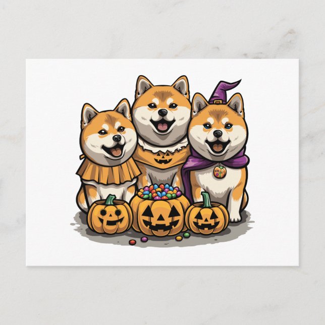 Carte Postale Chiens d'Halloween Shiba Inu (Devant)