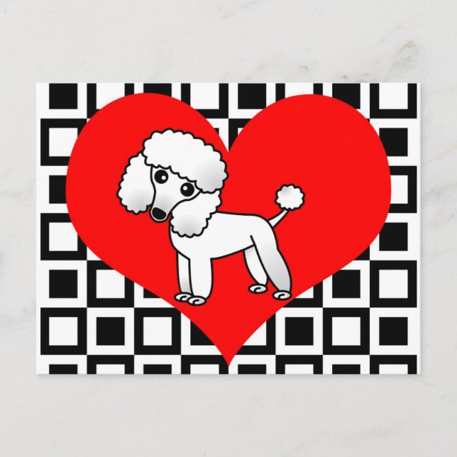 Carte Postale Chiens du coeur - Poodle blanc (Devant)