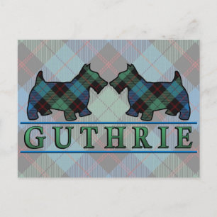 Carte Postale Chiens écossais Clan Guthrie Tartan