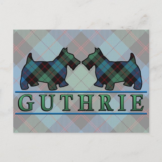Carte Postale Chiens écossais Clan Guthrie Tartan (Devant)