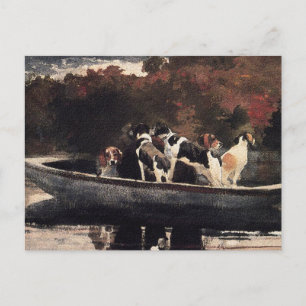Carte Postale Chiens en bateau par Winslow Homer