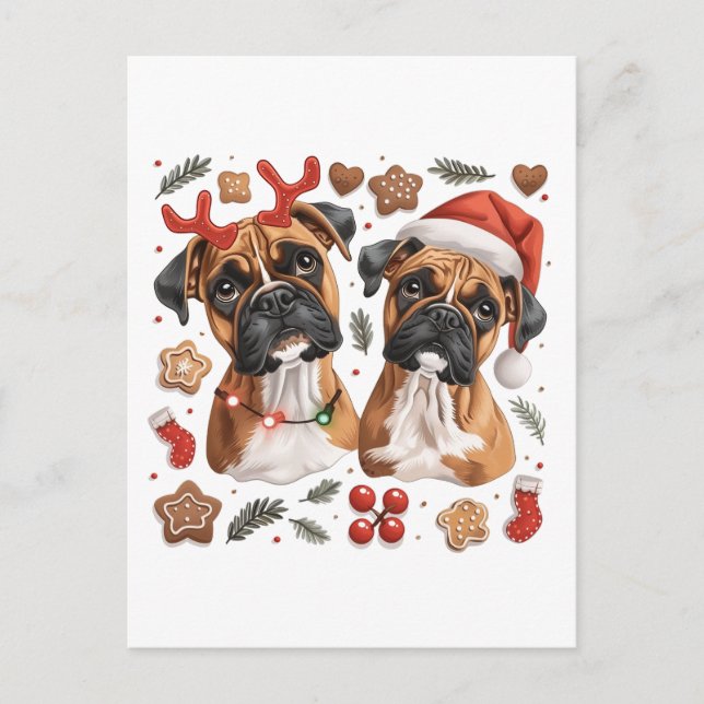 Carte Postale Chiens en boîte de Noël (Devant)