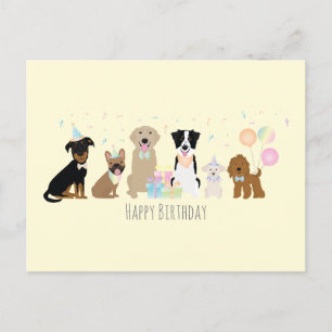 Carte Postale Chiens Fête d'anniversaire Jaune