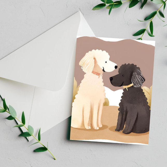 Carte Postale Chiens Fluffy | Peinture Aquarelle d'Animal de Com (Créateur téléchargé)