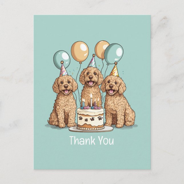 Carte Postale Chiens Goldendoodle Anniversaire Merci (Devant)