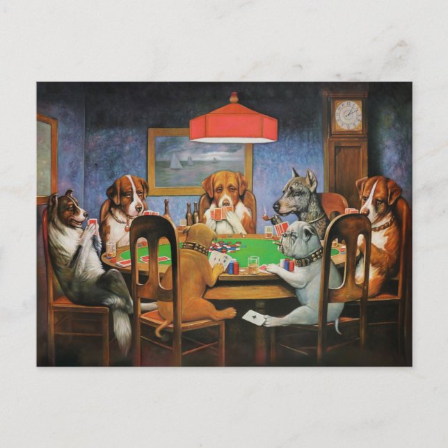 Carte Postale Chiens jouant au poker par C.M. Coolidge (Devant)