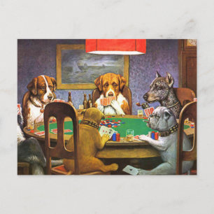 Carte Postale Chiens Jouer Poker Un Ami Dans Le Besoin