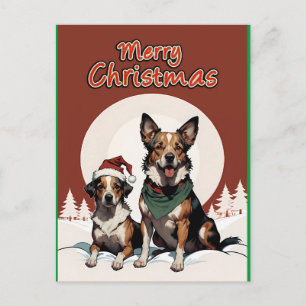 Carte Postale chiens joyeux de noël