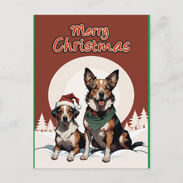 Carte Postale chiens joyeux de noël (Devant)