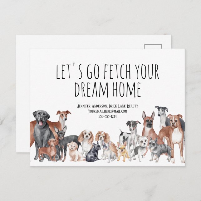 Carte Postale Chiens Marketing de l'agriculture immobilière (Devant / Derrière)