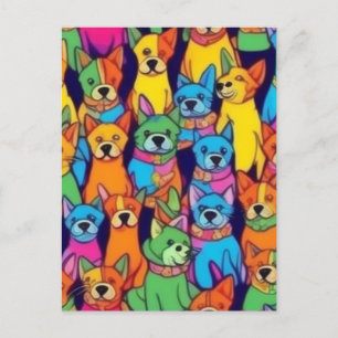 Carte Postale Chiens mignons colorés chiens heureux