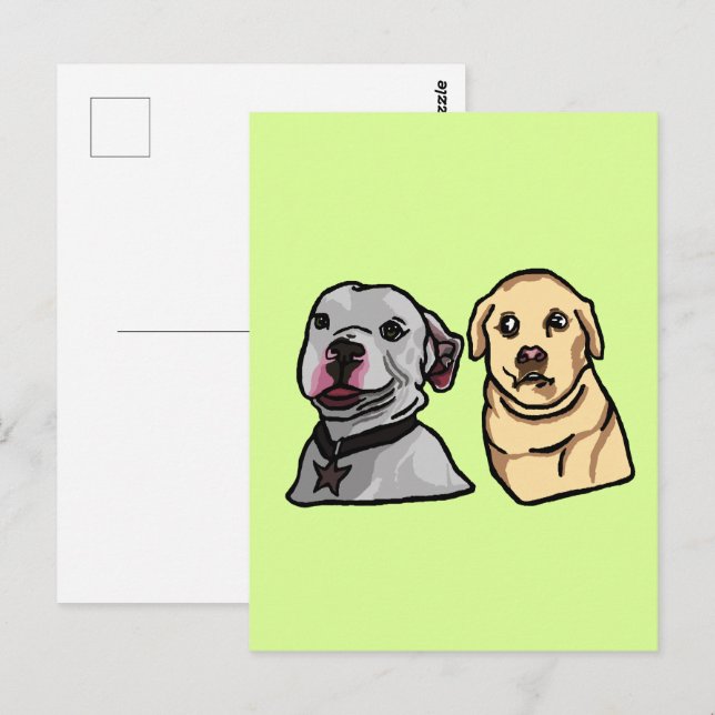Carte Postale Chiens Mignons Mèmes (Devant / Derrière)