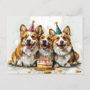 Carte Postale Chiens Pembroke Welsh Corgi d'anniversaire