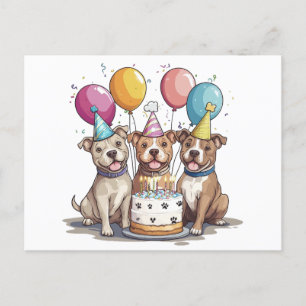 Carte Postale Chiens Pit Bull pour anniversaire