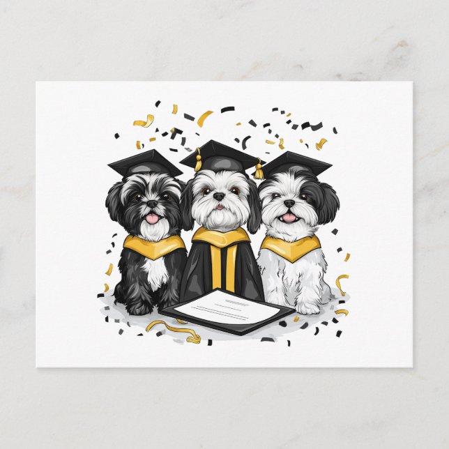 Carte Postale Chiens Shih Tzu de remise de diplôme (Devant)